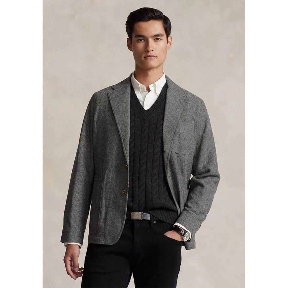 Ralph Lauren Polo Modern Herringbone Wool Blend Sport Coat Blazer 46L NWT $495